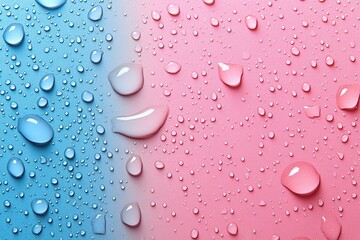 Wall Mural - Water Droplets on Blue and Pink Gradient Background - Refreshing and Vibrant Abstract Image