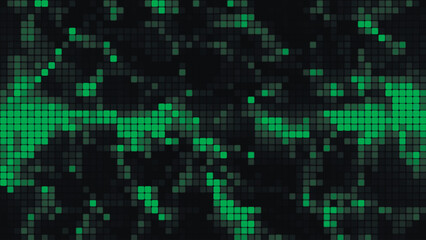 Naklejka na meble Green mosaic background in technology concept. Abstract multicolored LED squares. Technology digital square green color background. Bright pixel grid background. Vector background