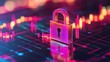 © Panisara - Financial analytics platform with holographic lock, representing secure visualization, 3D illustration