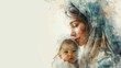 © Barosanu - A reflective image of a mother holding her baby in her arms, portrayed with abstract elegance and subtle hues, emphasizing the intimate bond and serene atmosphere.