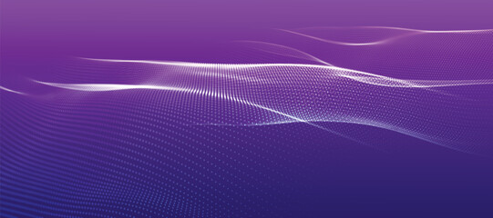 Wall Mural - Abstract digital particle wave. Technology background. Futuristic dot wave. Network connection structure. Presentation design background. Technology or science banner. 3d vector illustration