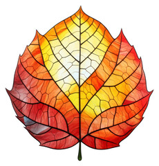 Poster - PNG Autumn leaf stain glass plant tree white background.