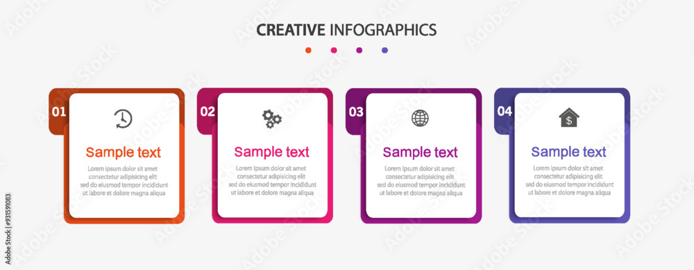 Vector infographic template with 4 steps for business. Can be used for ...