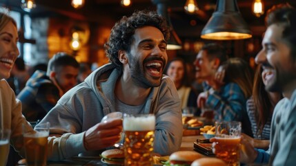 Poster - The friends enjoying beers