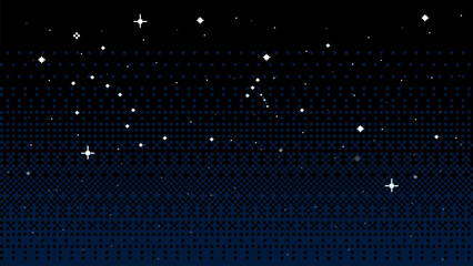 Sky with stars.background in pixel art. Vector illustration.	