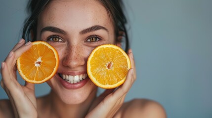 Wall Mural - The woman with orange slices