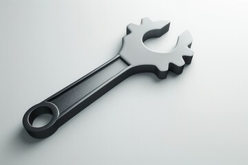 Aufkleber - A black metal wrench lays flat on a smooth surface, showcasing its sturdy design and practical features for mechanical work. Generative AI