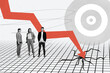 © deagreez - Creative poster collage young colleagues businesspeople economy downfall recession crack break failure checkered background