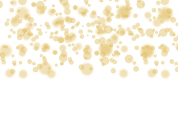 Wall Mural - golden bokeh lights falling on transparent background. glowing bokeh confetti, blurred neon circle s