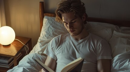 Canvas Print - The Man Reading in Bed.