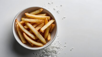 Wall Mural - Bowl of Golden French Fries with Salt.