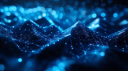 black 3d background with sharp, crystalline shards reflecting blue light