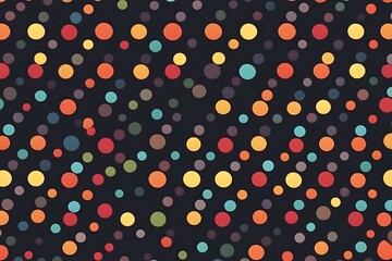 Wall Mural - A playful polka dot pattern in bright contrasting colors on dark background, AI Generated