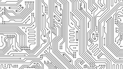 Motherboard pattern of computer circuit board, vector seamless background. Motherboard or circuit board pattern of microchip or PC computer chip technology and chipset processor circuit lines