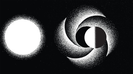 Wall Mural - stars and exoplanet in outer space. futuristic landscape, with noise texture . night landscape with 