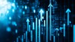 © Kanan - Up arrows over blue financial graph background. Horizontal composition with selective focus and copy space. Investment, stock market data and finance concept