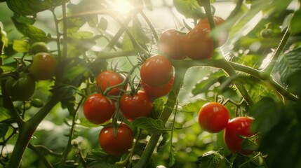 Wall Mural - red tomatoes in the garden