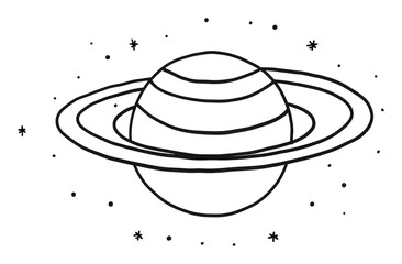 Sticker - PNG Minimal illustration of saturn astronomy drawing sketch.