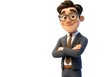 © YONG - A cartoon character of an adult male in his late thirties, wearing glasses and smiling with arms crossed, dressed as a real estate agent on a white background