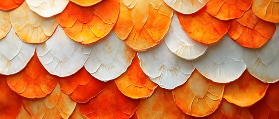 Wall Mural - Abstract Orange and White Pattern.