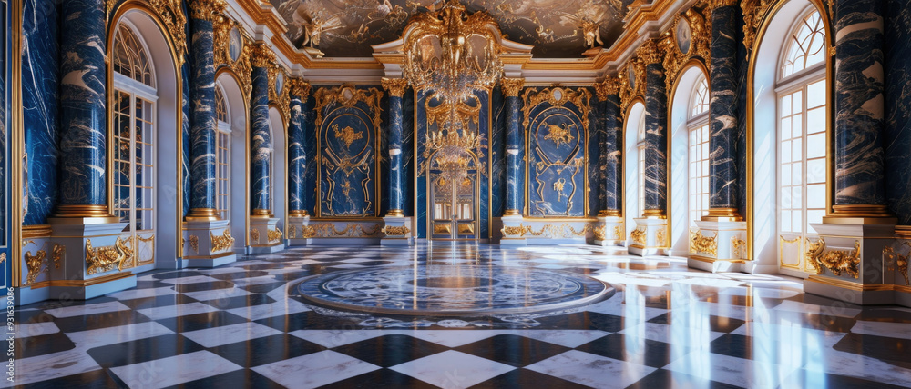 luxury royal interior in baroque style. very bright, hall with ...