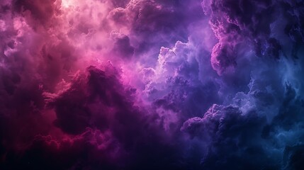 Wall Mural - Black dark deep purple violet blue pink magenta fuchsia sky Storm rain cloud Fog smoke mist steam Gloomy night dramatic ominous sky Fantasy universe mystic Or spooky evil nightmare hor : Generative AI