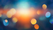 © James H Becker - Brilho desfocado. Luz solar efeito bokeh. Efeito de iluminação retrô. Fundo abstrato branco azul laranja, desfocado.