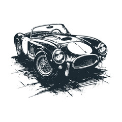 Canvas Print - The classic sport car. Black white vector illustration.
