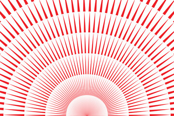 Wall Mural -  simple abstract creative thin to thick red color geometric halfline pattern a red and white spiral in a room with a red and white striped design