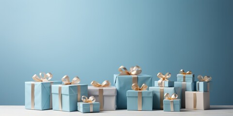 Wall Mural - Gift Boxes with Blue Background