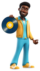 Canvas Print - PNG African afrobeat singer cartoon record yellow.