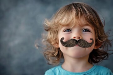 A Young Child with a Fake Mustache