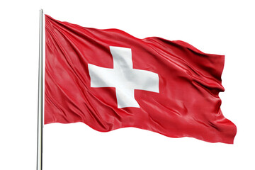 the waving flag of Switzerland with textured patterns.