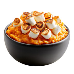 Sticker - A portion of mashed sweet potatoes topped with toasted marshmallows and cinnamon isolated on transparent background 