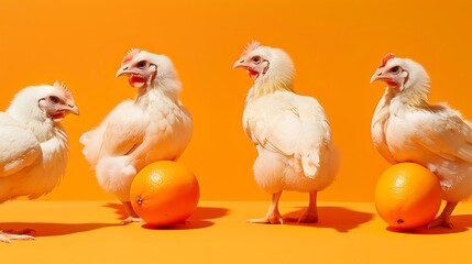 Wall Mural - Fresh raw chicken isolated on orange