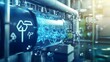 © Heng Heng - AI Stock - A close up view of an electrolyzer in action separating water into hydrogen and oxygen using renewable energy sources  This innovative technology is a key component in the production of clean