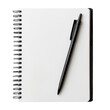 © JR-50 - A blank spiral notebook with a black pen lying on top. The notebook is open and ready for writing.