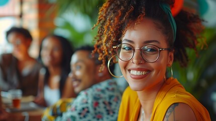 Group of professionals engaged in a lively discussion Business woman exchanging ideas and communicating effectively with her colleagues A vibrant and dynamic meeting in a startup offic : Generative AI