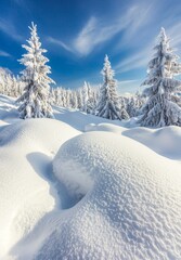 Aufkleber - A beautiful frozen fir tree landscape in the morning of a calm winter day