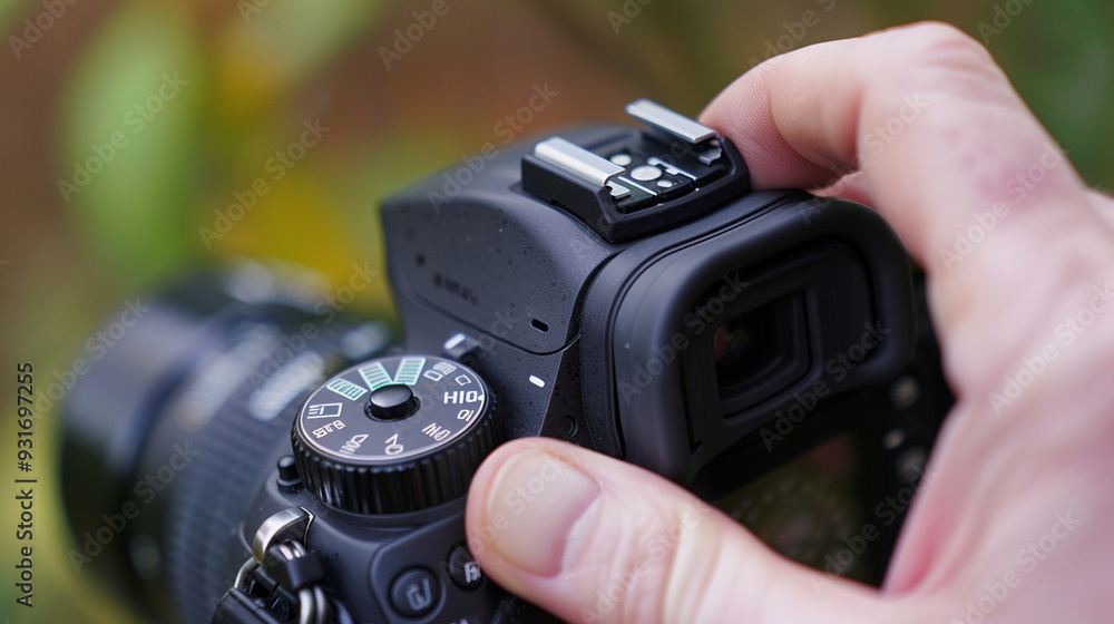 Camera Adjusting Close-up of a hand adjusting the settings on a modern camera Stock ...
