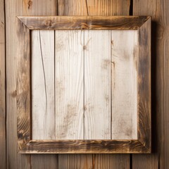 Poster - Rustic Wooden Frame on a Wood Panel Background