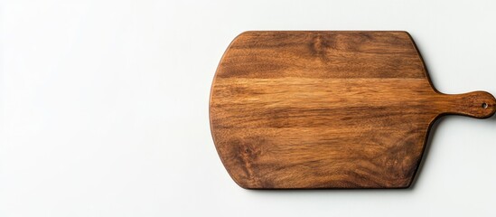 Poster - Wooden cutting board on a white background Design concept Copyspace