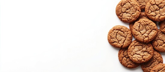 Aufkleber - white background Warm Homemade Ginger Snap Cookies. with copy space image. Place for adding text or design