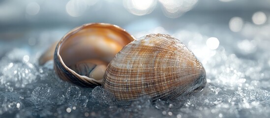 Poster - frozen clam. with copy space image. Place for adding text or design