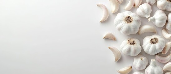 Aufkleber - Fresh garlic Raw garlic on a white background. with copy space image. Place for adding text or design
