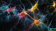 © Darya - Neurons are illuminated in vivid colors, showcasing their intricate connections as they form synapses in a dynamic neural network