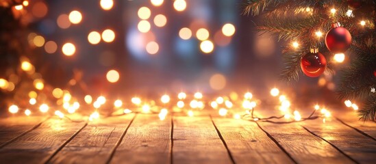 Poster - Christmas backdrop with lights. with copy space image. Place for adding text or design