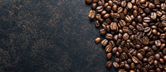 Poster - Roasted coffee beans and fresh coffee beans. with copy space image. Place for adding text or design