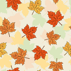 Canvas Print - Maple leaves colorful pattern seamless