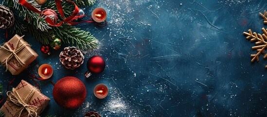 Poster - Christmas winter New Year theme Flat lay top view copyspace